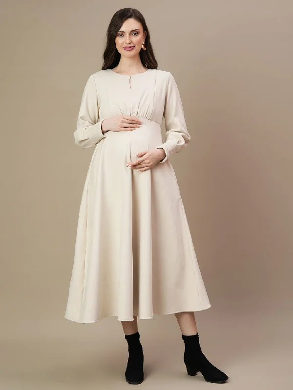 Winter Maternity Long Suede Dress